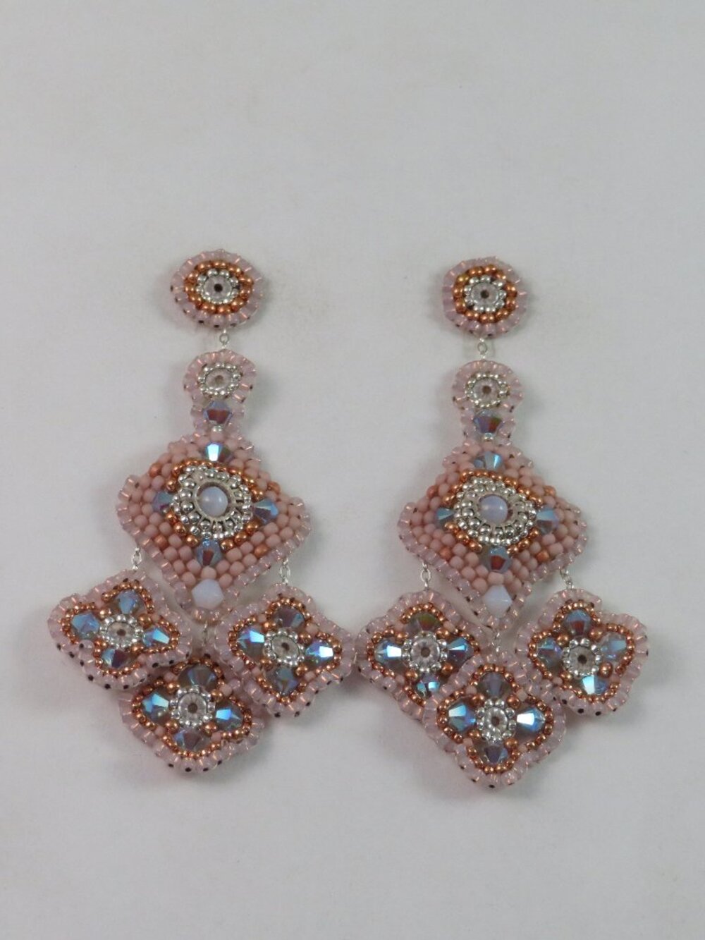 Pale salmon and blush crystal earrings